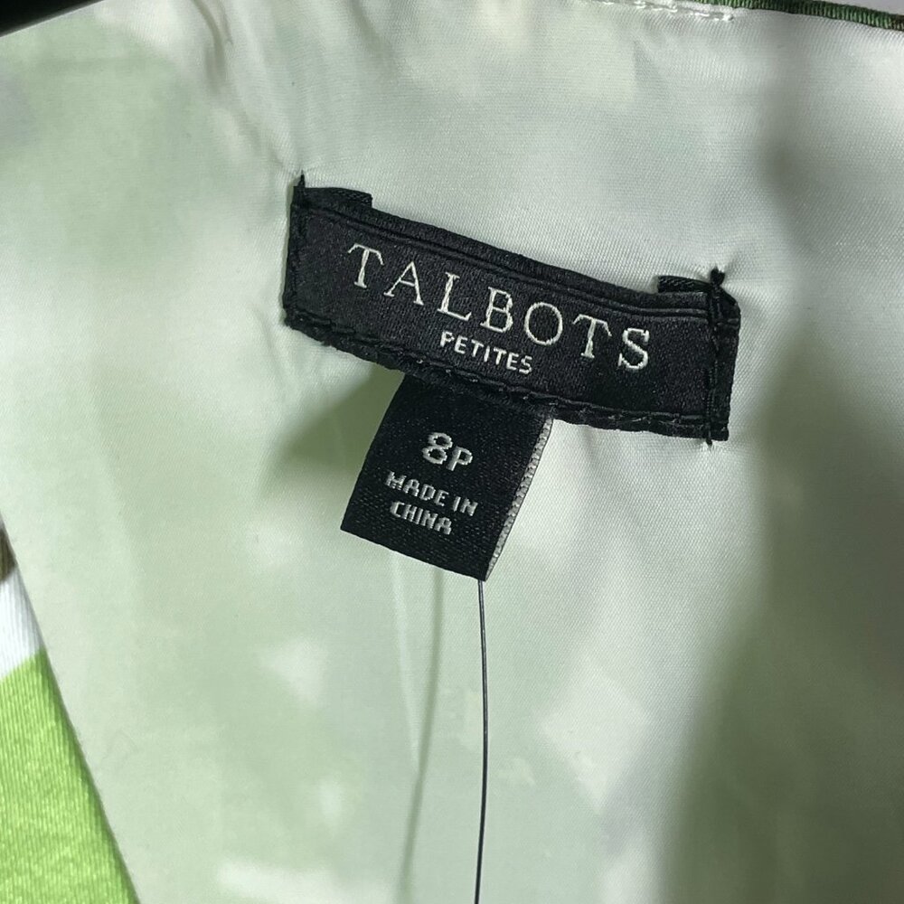 NEW Talbots Dress Womens 8 petite green brown floral fit flare preppy - Picture 4 of 9